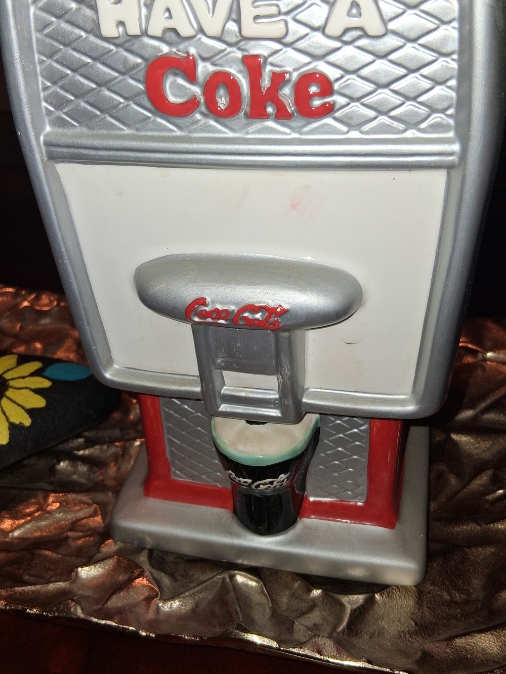 2002 Coca Cola Soda Foubtain Cookie Jar - Silver & Red